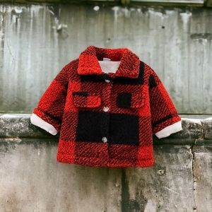 New! Kids Soft Sherpa/Fleece  Plaid Jacket